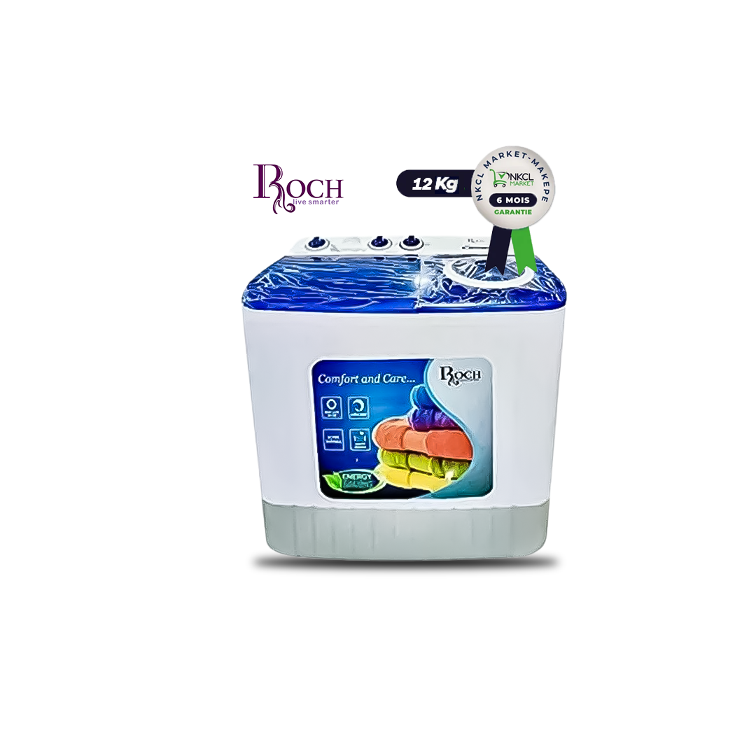 machine-à-laver-semi-automatique---roch---lavage-essorage---12-kg-économique---garantie-6-mois