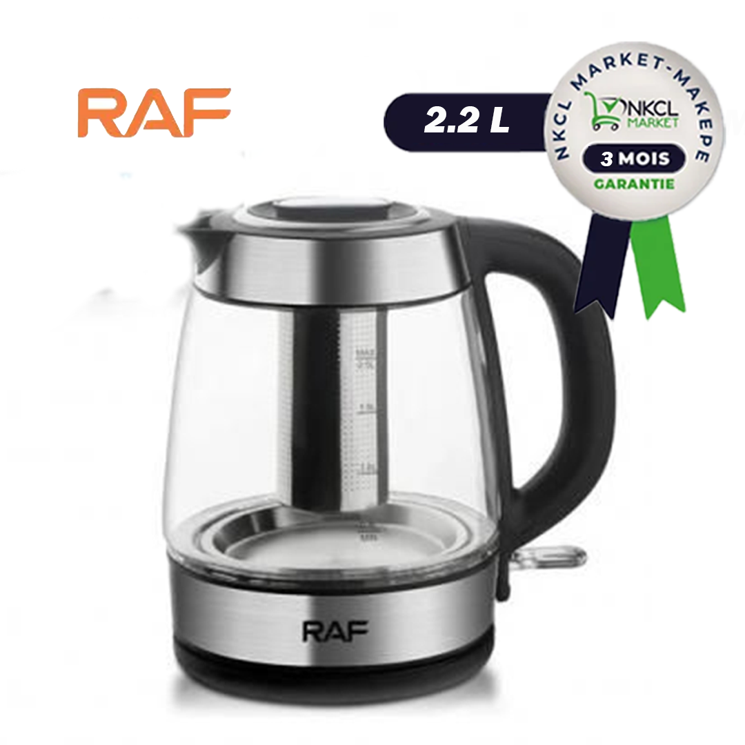 agro-raf-bouilloire-électrique-raf,-grande-capacité-2.2litres-en-verre-de-haute-qualité