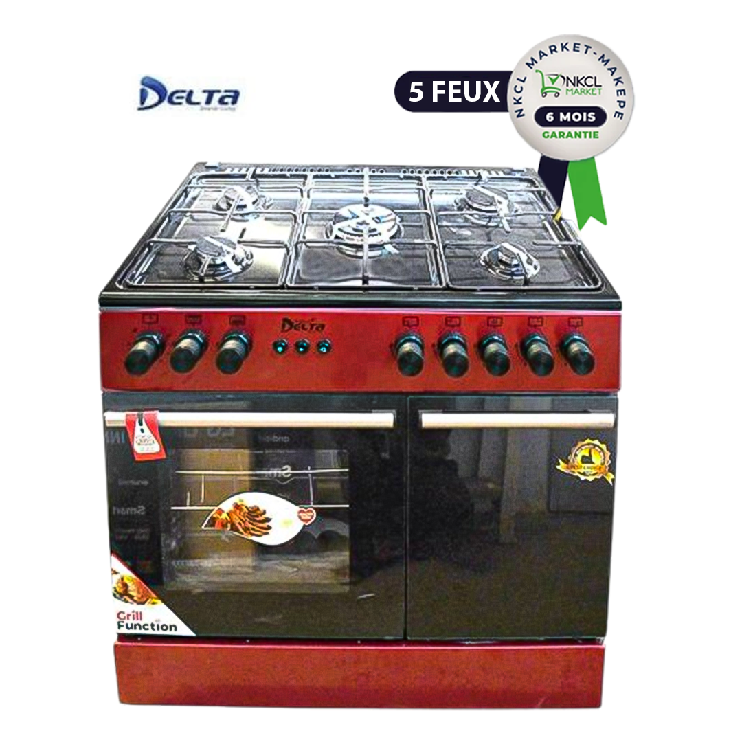 cuisinière-delta---stylish---5-feux-60-*-90---rouge---garantie-6-mois