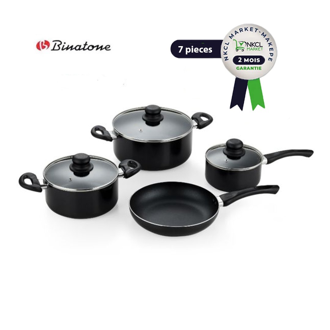 jeu-de-casseroles-et-poêles---binatone-cw-07---7-pièces---noir---2-mois