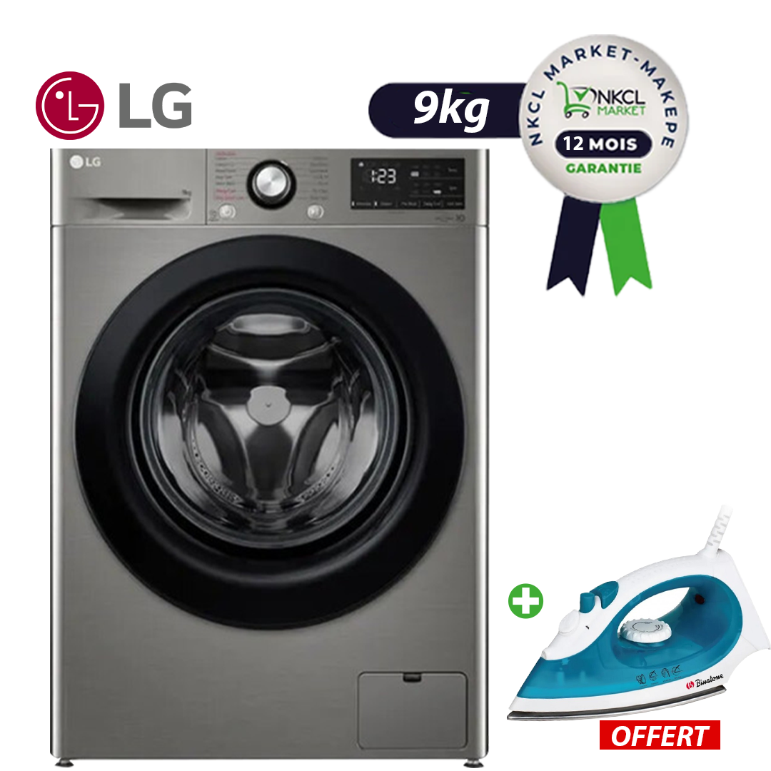 pack-machine-à-laver-automatique-lg--9kg-+-fer-a-repasser-12-mois-de-garantie