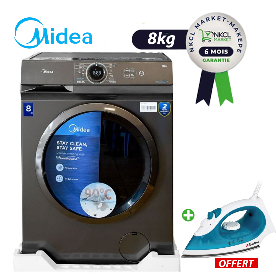 pack-machine-à-laver-automatique-midea--8kg-+-fer-a-repasser-06-mois-de-garantie