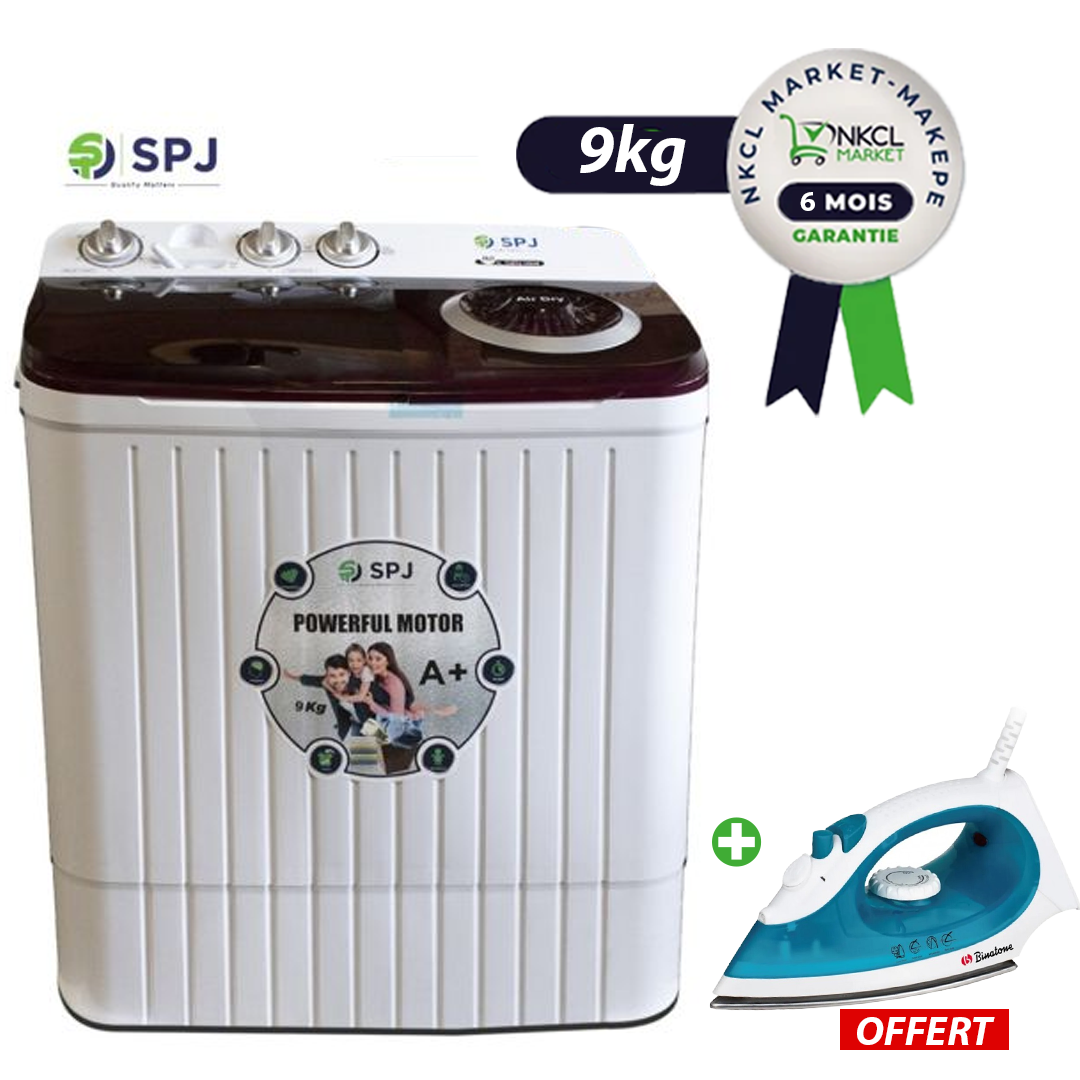 pack-machine-à-laver-semi-automatique-spj--9kg-+-fer-a-repasser-06-mois-de-garantie