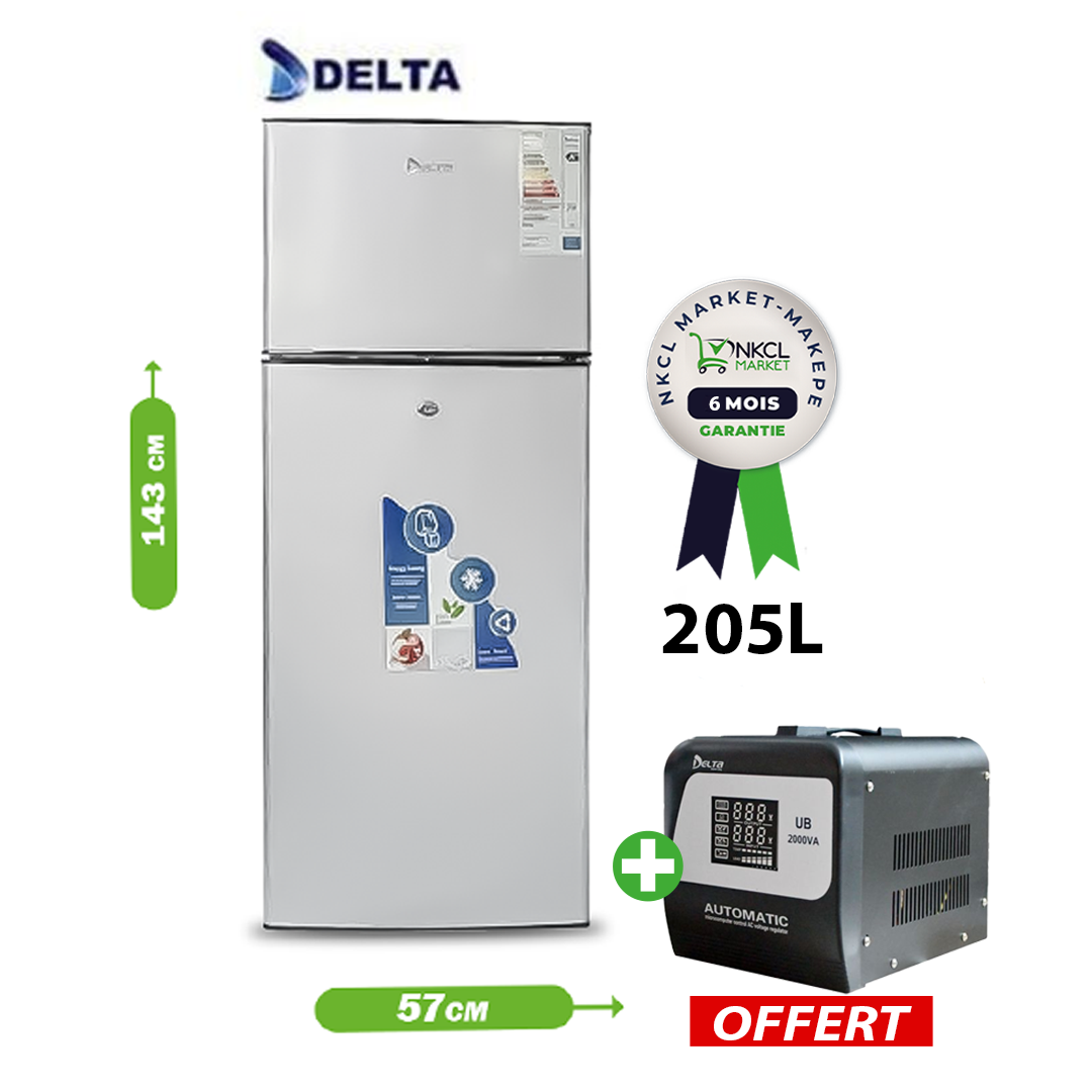 pack-réfrigérateur-combiné-delta-205-litres--+-un-régulateur-de-tension-offert-06-mois-de-garantie
