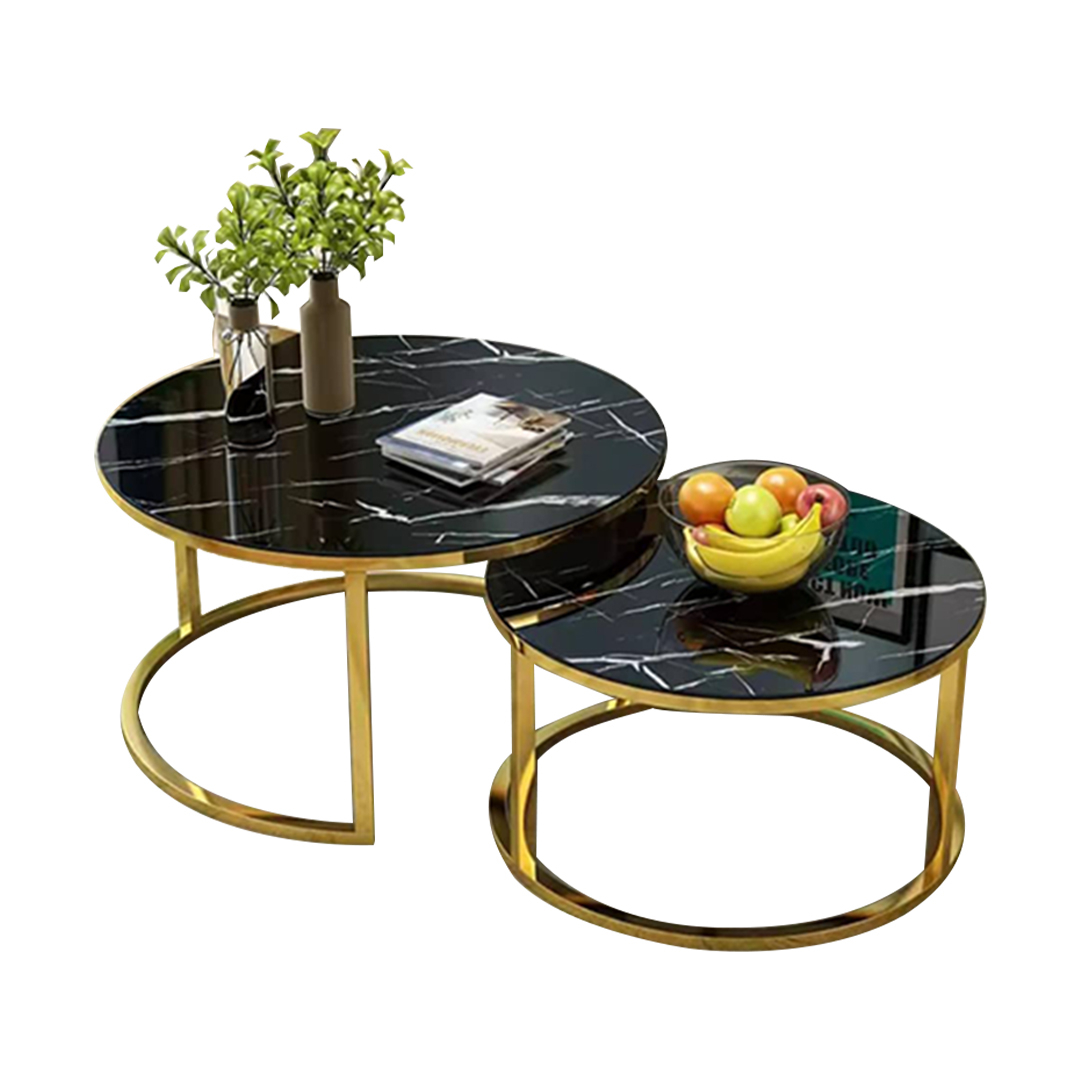 tables-basses-de-nidification-rondes-de-type-vitrée----ensemble-de-2-pour-le-salon-avec-cadre-en-métal