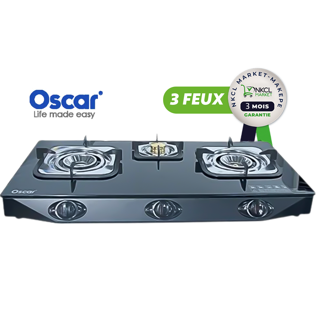 plaque-de-cuisson-automatique-à-gaz---oscar--osc---403--verre-trempé---3-feux---gris---garantie-03-mois