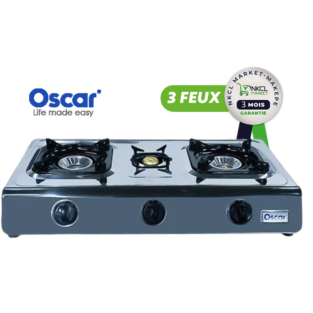 Plaque de cuisson à Gaz automatique - OSACR - OSC-300 - 3 feux - En Aluminium - Gris - Garantie 06 mois