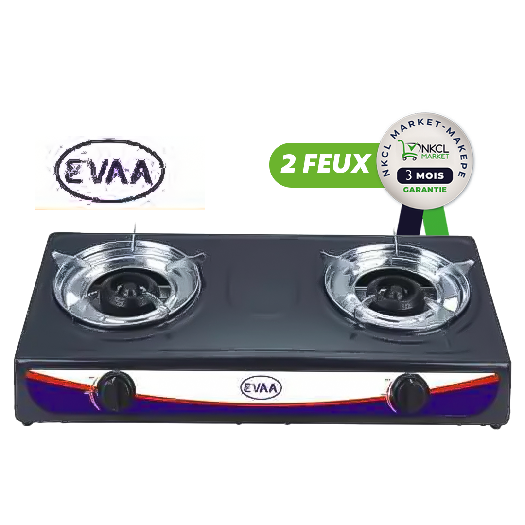 PLAQUE A GAZ 02 FOYERS EVAA EN INOX ,NOIR