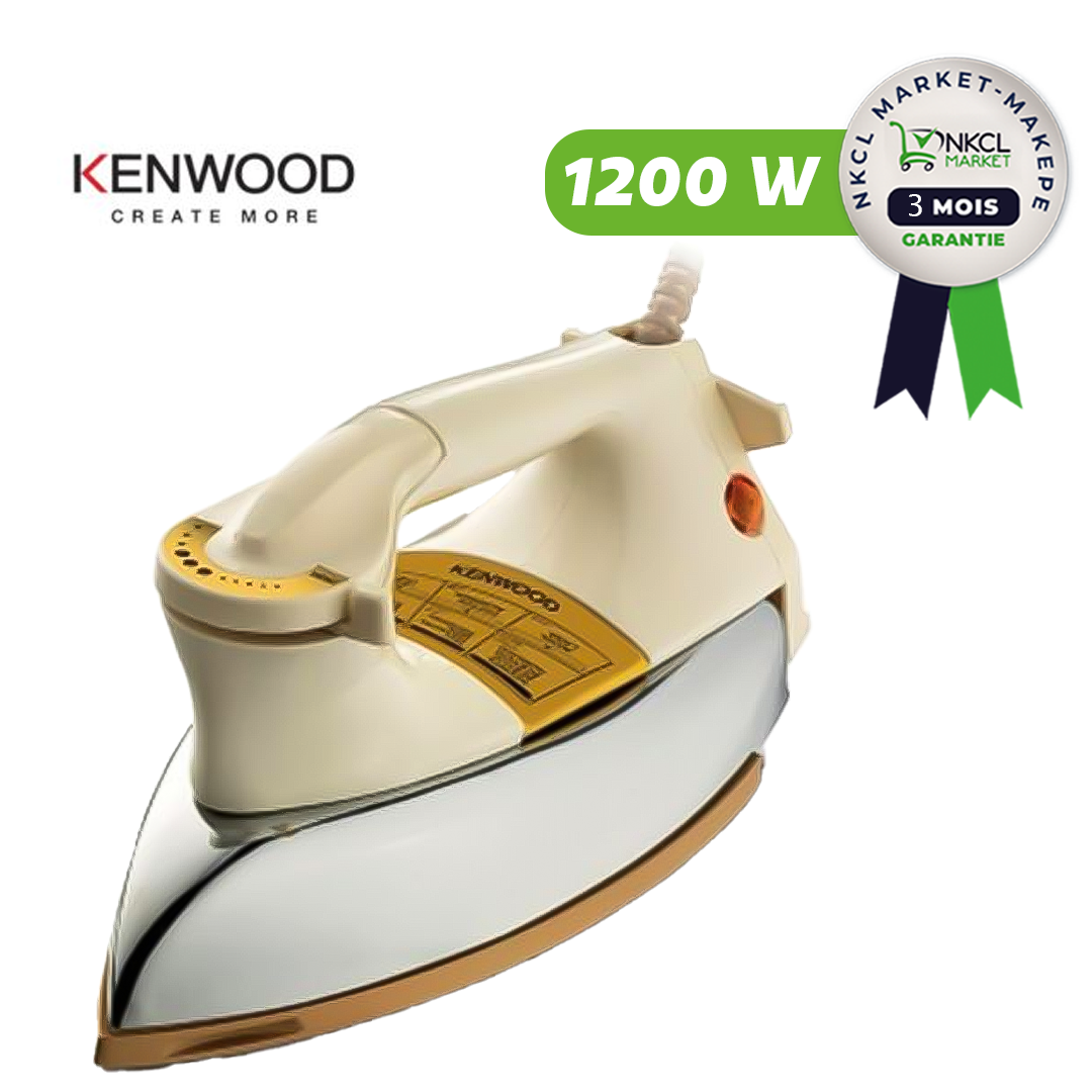 fer-à-repasser-à-sec-avec-semelle-en-céramique-dorée---kenwood---dim40---1200-watts---beige---garantie-3-mois