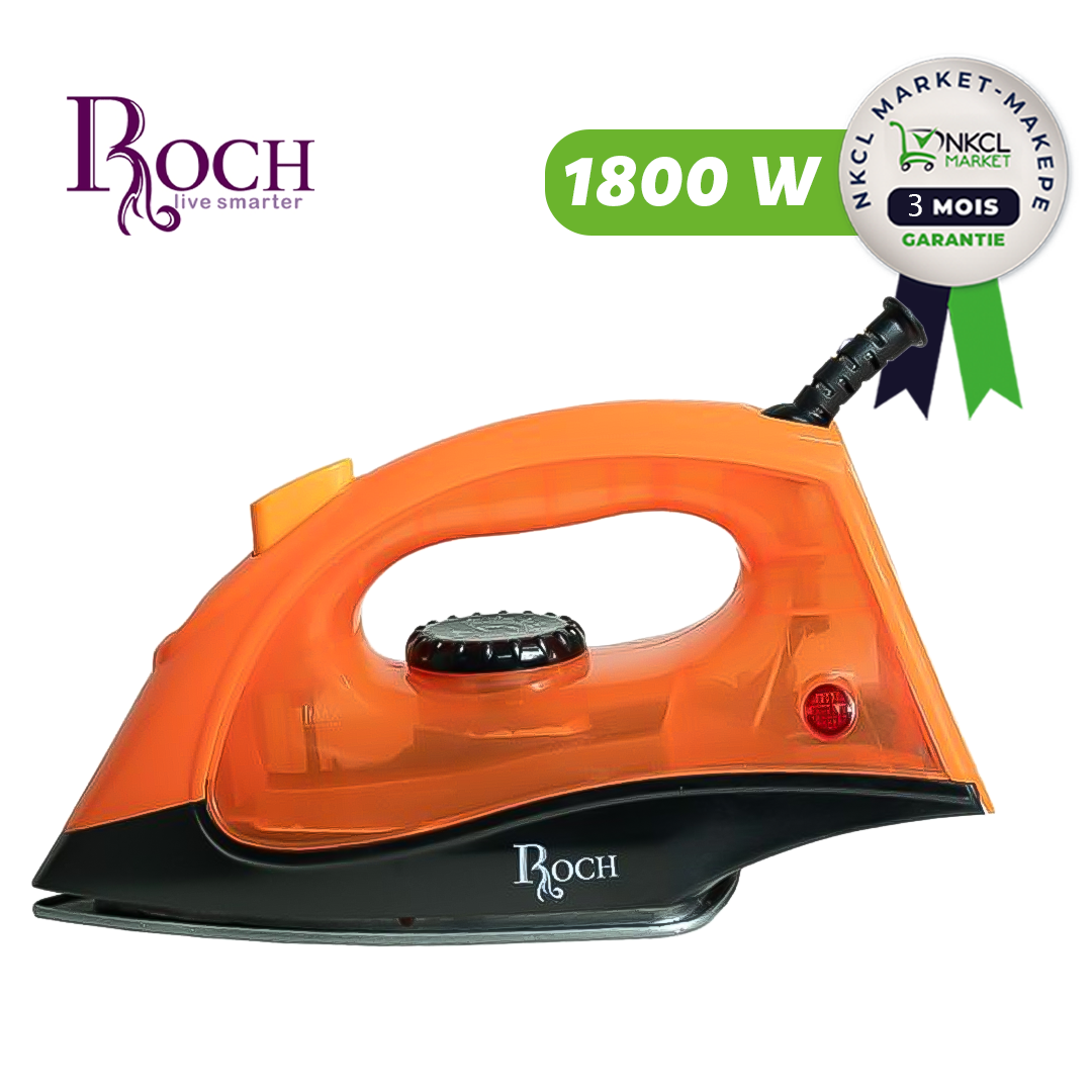 fer-à-repasser-à-vapeur---roch---rsi-1106-d---1800-watts---semelle-anti-adhesive---couleur-variable---3-mois-de-garantie
