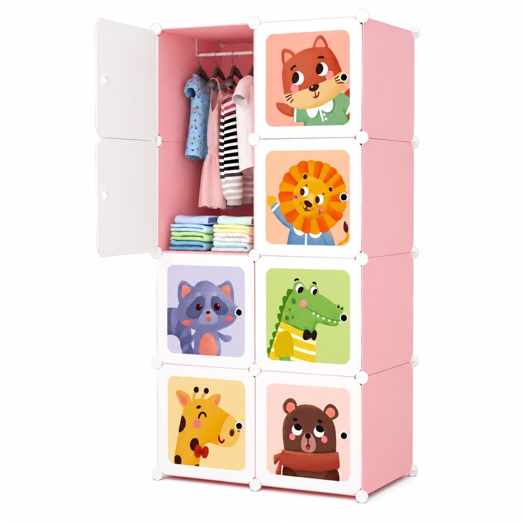 armoire-modulaire-enfant-8-cubes-rose-animaux-8181