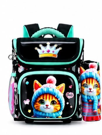 sac-a-dos-enfant-chaton-couronne-noir-turquoise-avec-trousse-8226