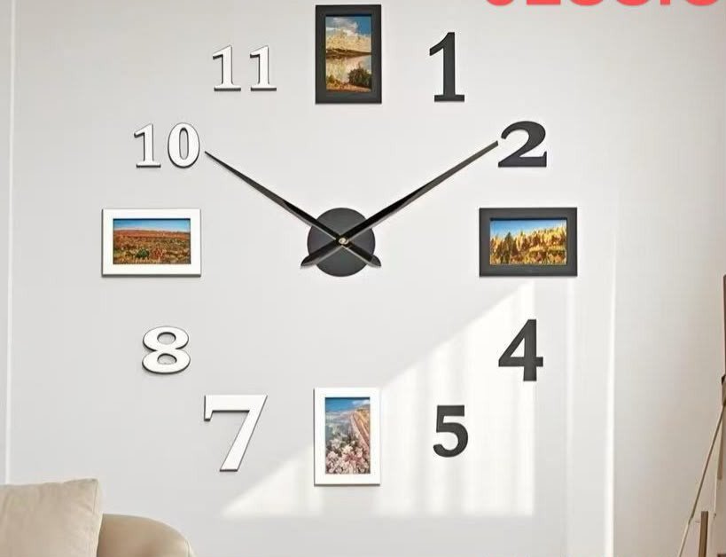horloge-murale-design-3d-avec-cadres-photo-integres-8234