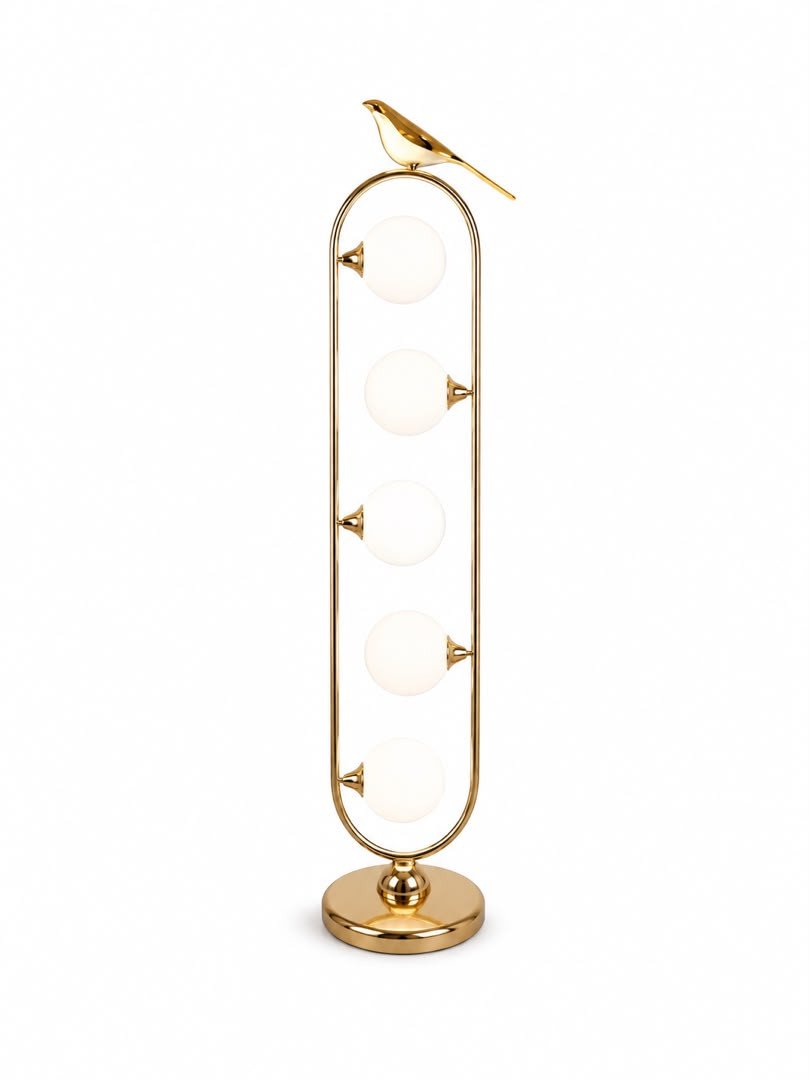 lampadaire-dore-a-globes-et-oiseau-decoratif-piece-statement-8372