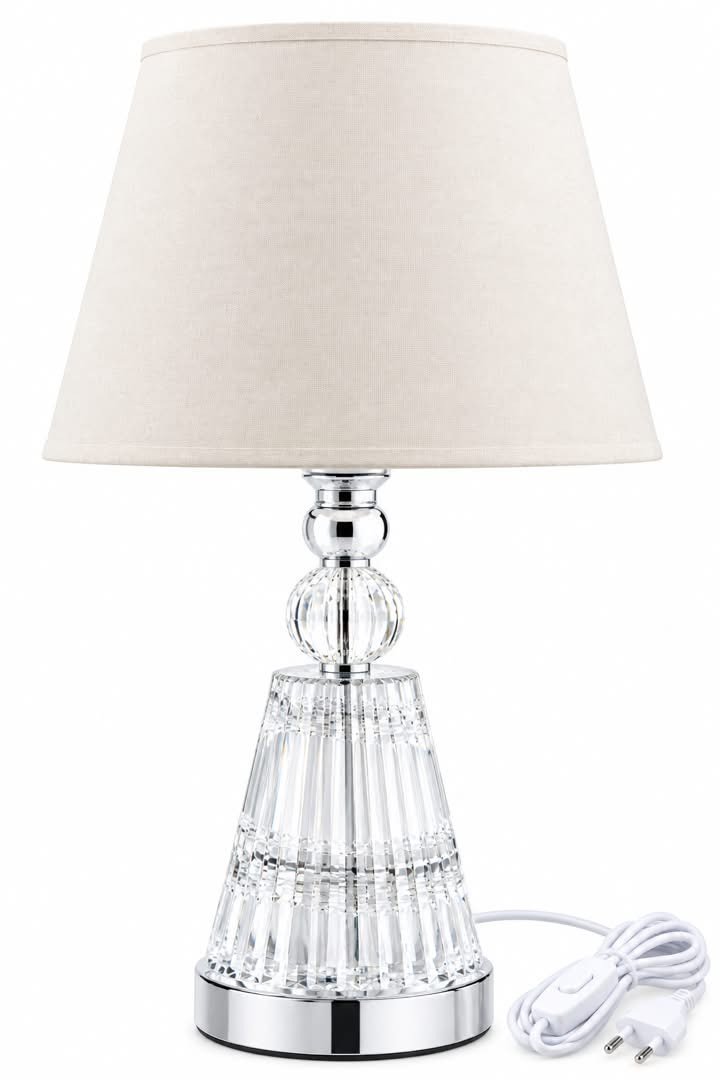 lampe-de-table-cristal-abat-jour-beige-pied-chrome-9026