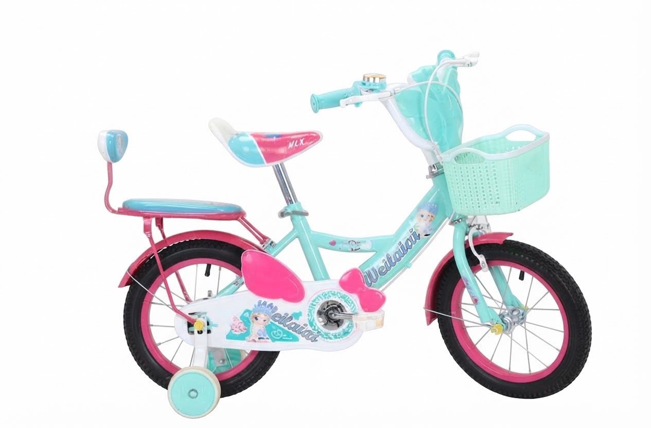 velo-enfant-vert-menthe-et-rose-avec-panier-siege-arriere-et-roues-stabilisatrices-le-velo-frais-et-joyeux-pour-debuter-en-toute-securite-9059